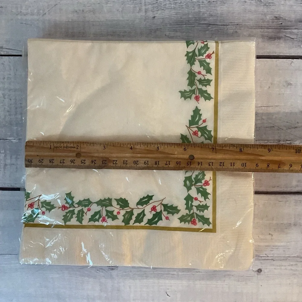 Lenox Holiday Dimension Paper Dinner Napkins 2 Packs 20ct Christmas Holly Ivory